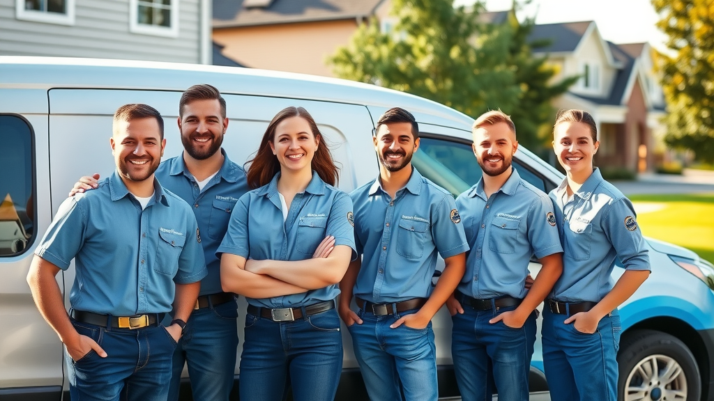professional window cleaning crew in branded uniforms - window cleaners residential
