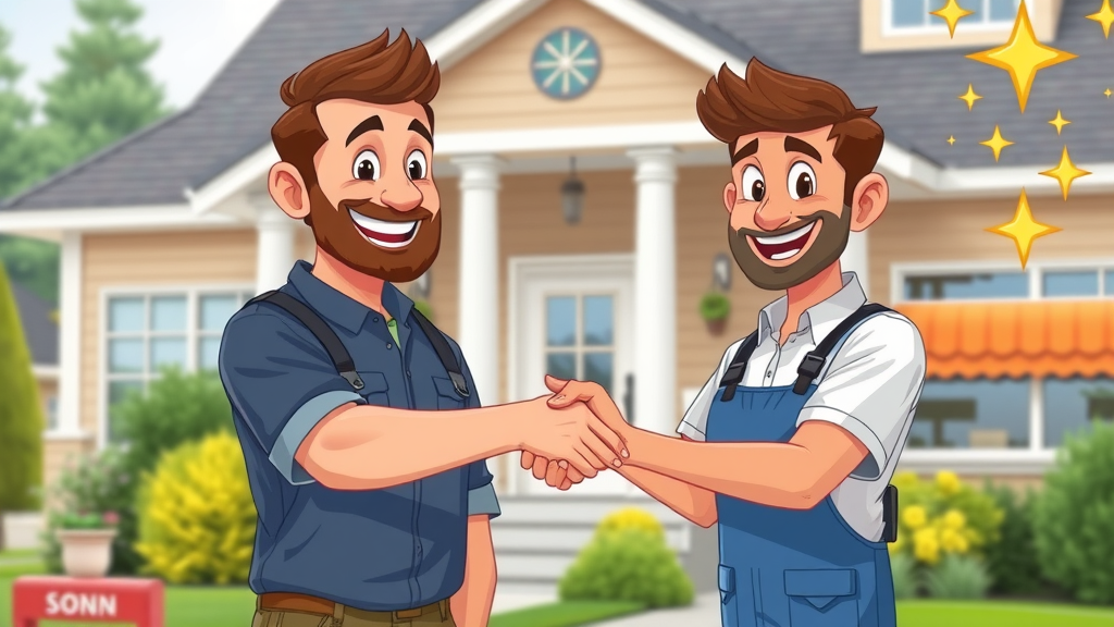 Cartoon of Eugene homeowner receiving gutter cleaning discount