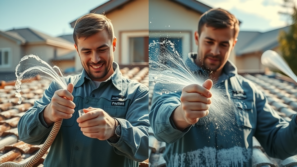 soft washing versus pressure washing roof cleaning by technicians, should you clean your roof