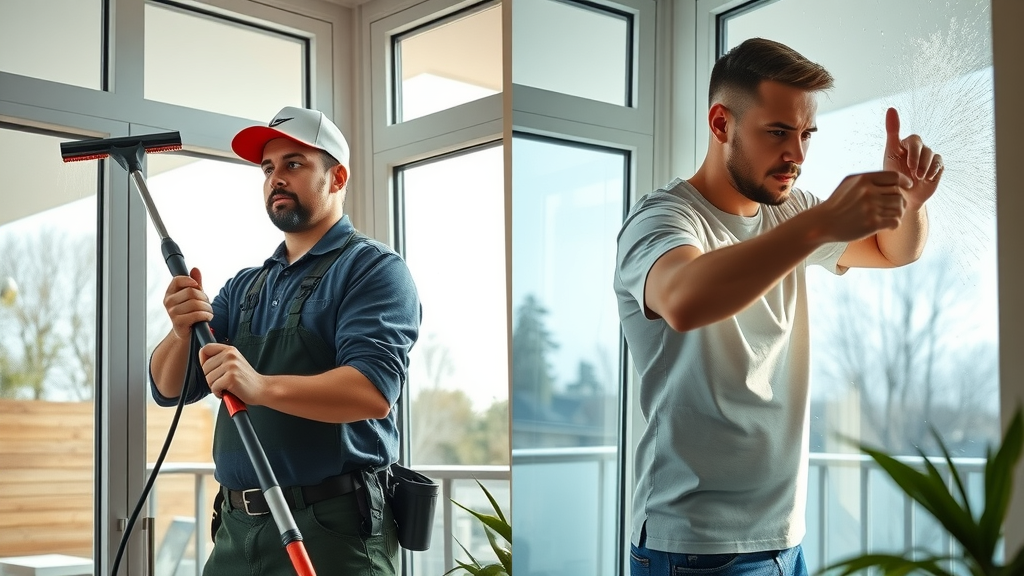 professional window cleaner specialized equipment DIY Eugene home comparison window cleaning results