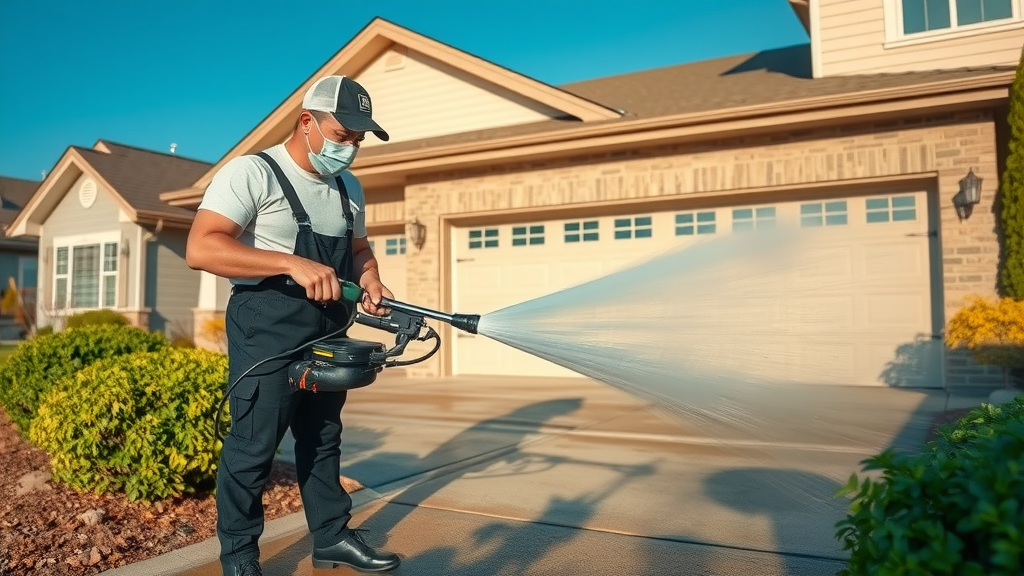 organized pressure washing process in Eugene Oregon with technician and homeowner