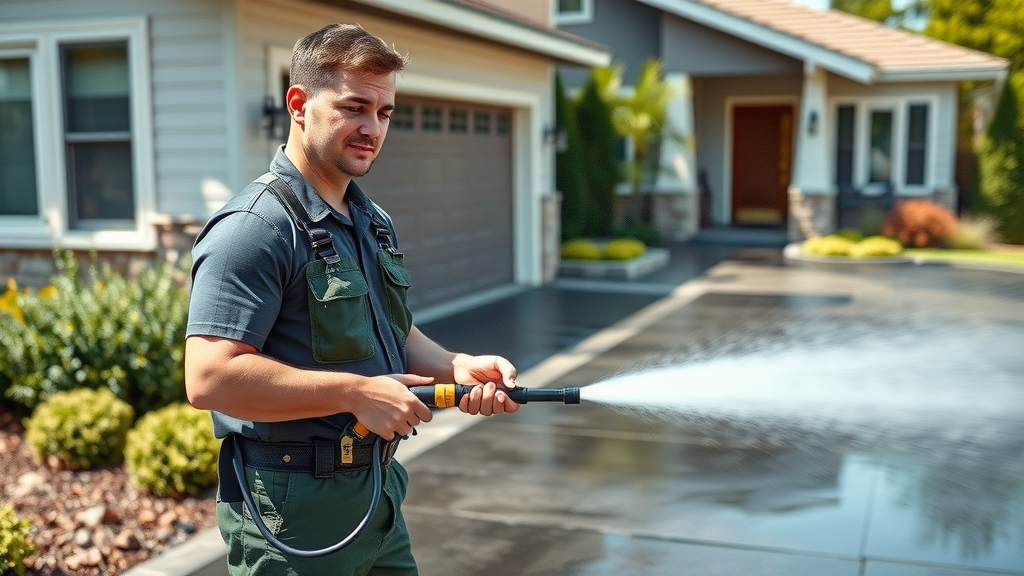 Pressure washing prices Eugene Oregon suburban home driveway cleaning