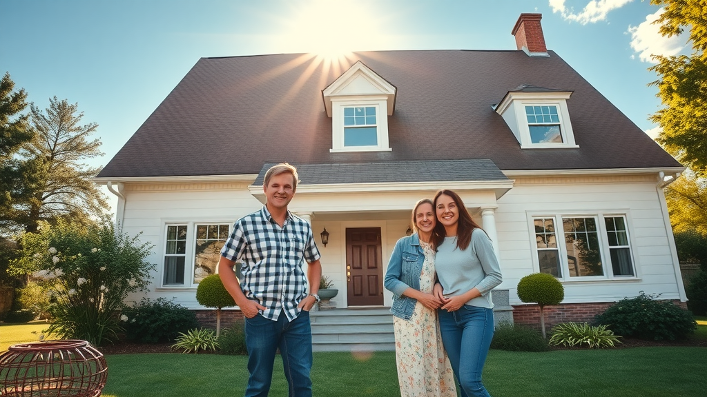 Family proudly standing in front of immaculate roof after cleaning