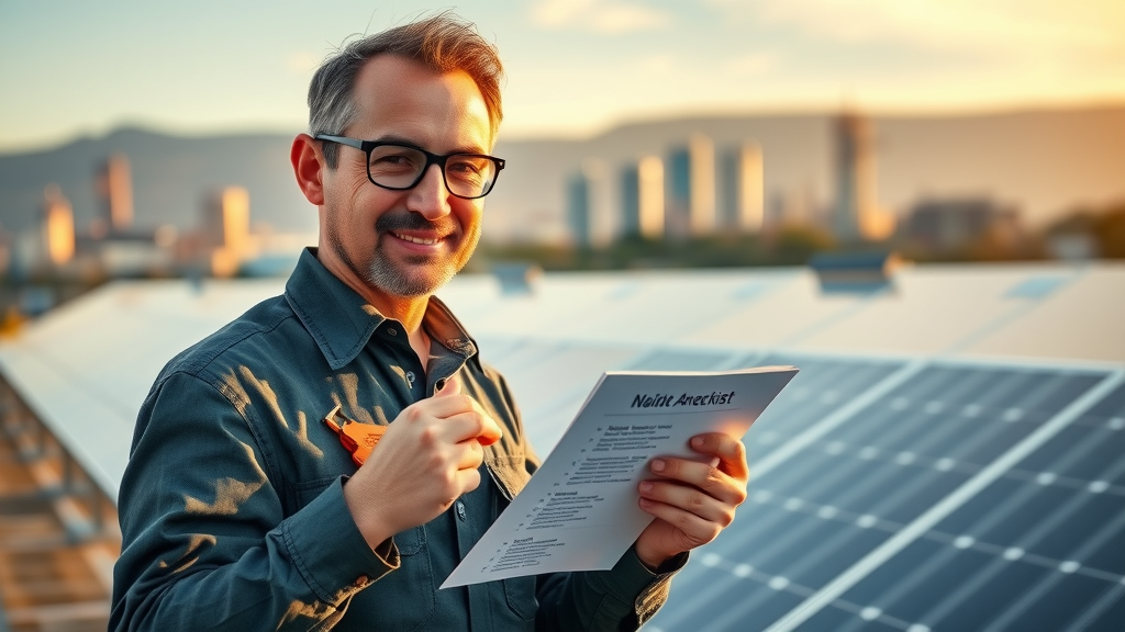 solar energy expert demonstrating solar panel maintenance checklist and best practices for maximum output