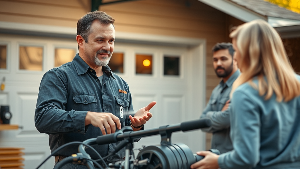 Expert power washing consultant demonstrating pressure washing equipment and discussing if companies bring their own water