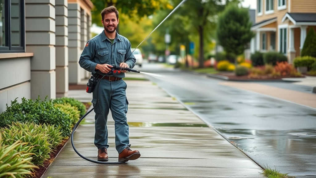 Expert sidewalk cleaning near Eugene, Oregon restores mossy walkways to pristine condition