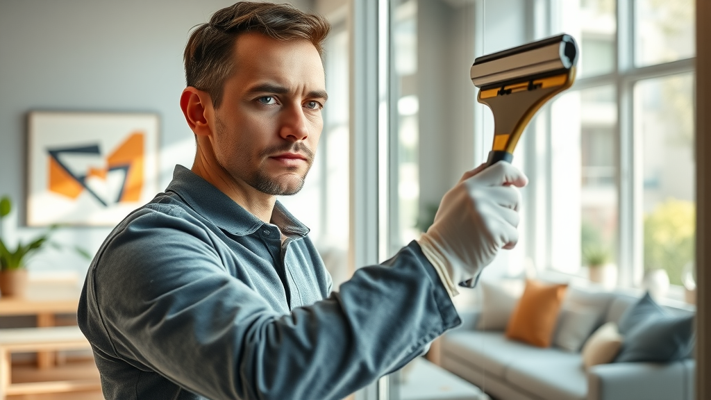 Professional cleaning interior windows squeegee bright living room what does window cleaning include