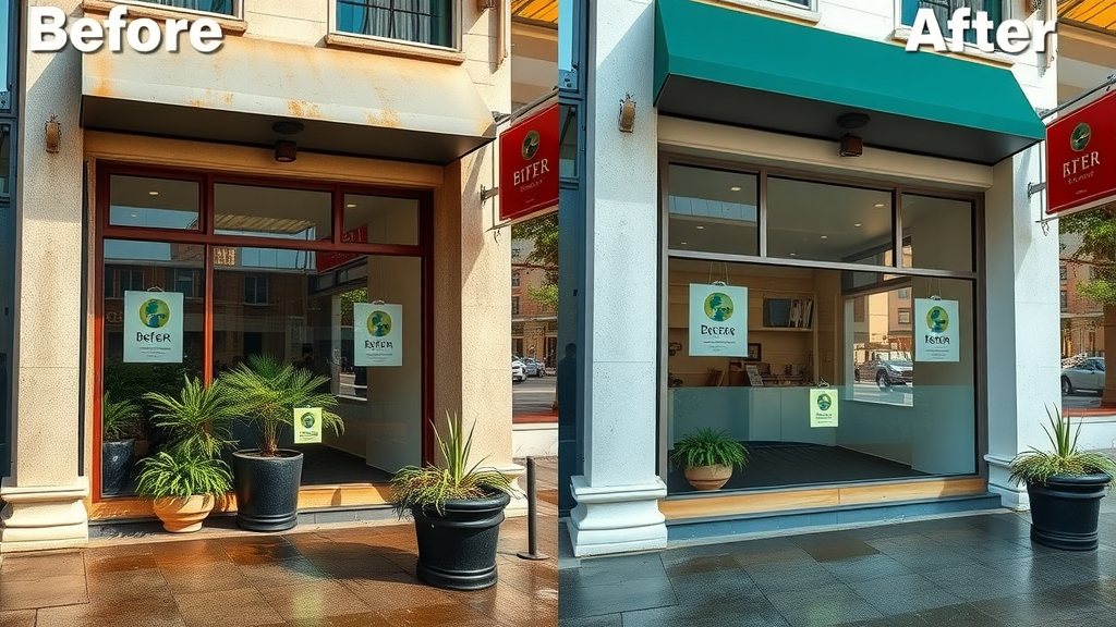 Commercial pressure washing Eugene Oregon before after storefront