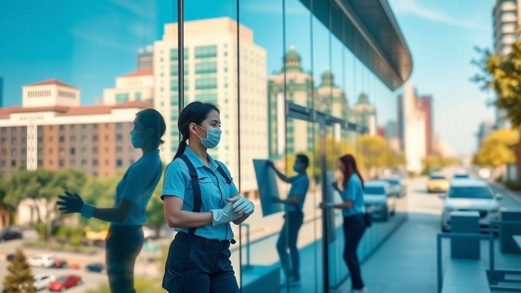 Modern office building with clean windows, commercial window cleaning Eugene Oregon