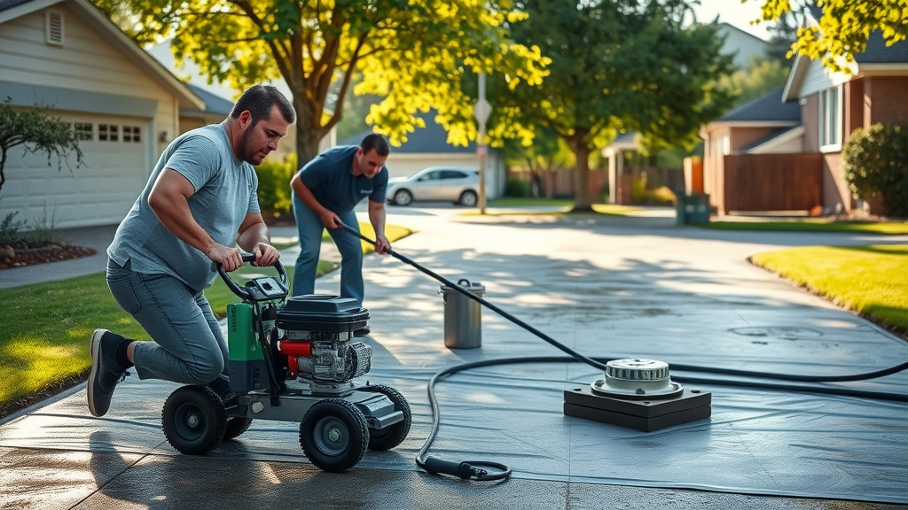 Professional pressure washing service preparation in Eugene Oregon, driveway pressure washing service