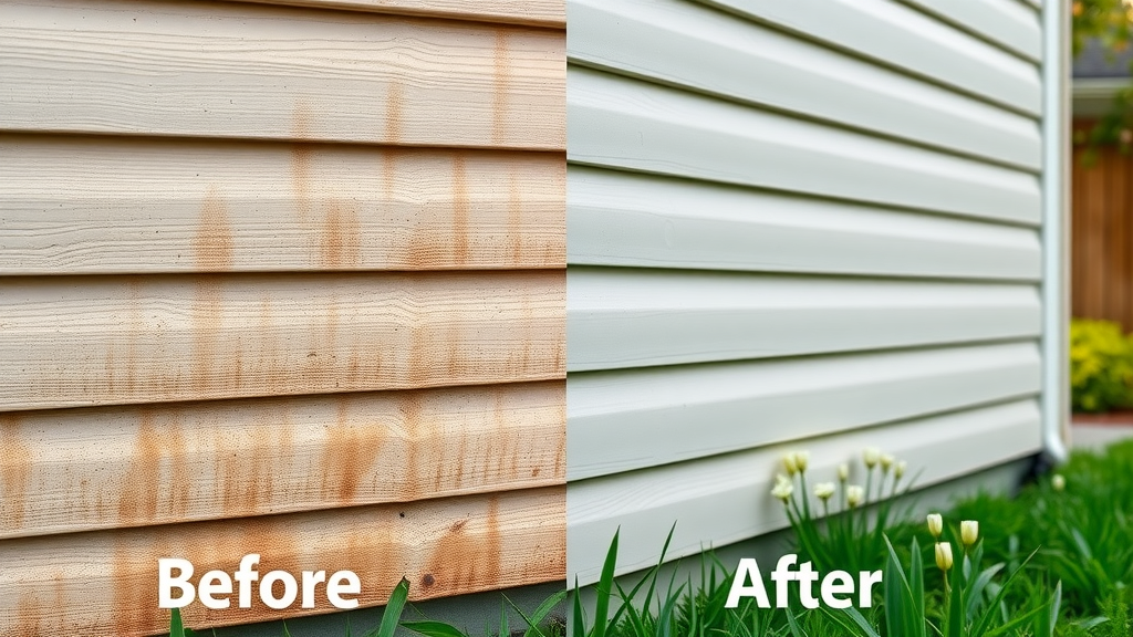 house siding with visible dirt and algae before and after pressure washing in Eugene, Oregon