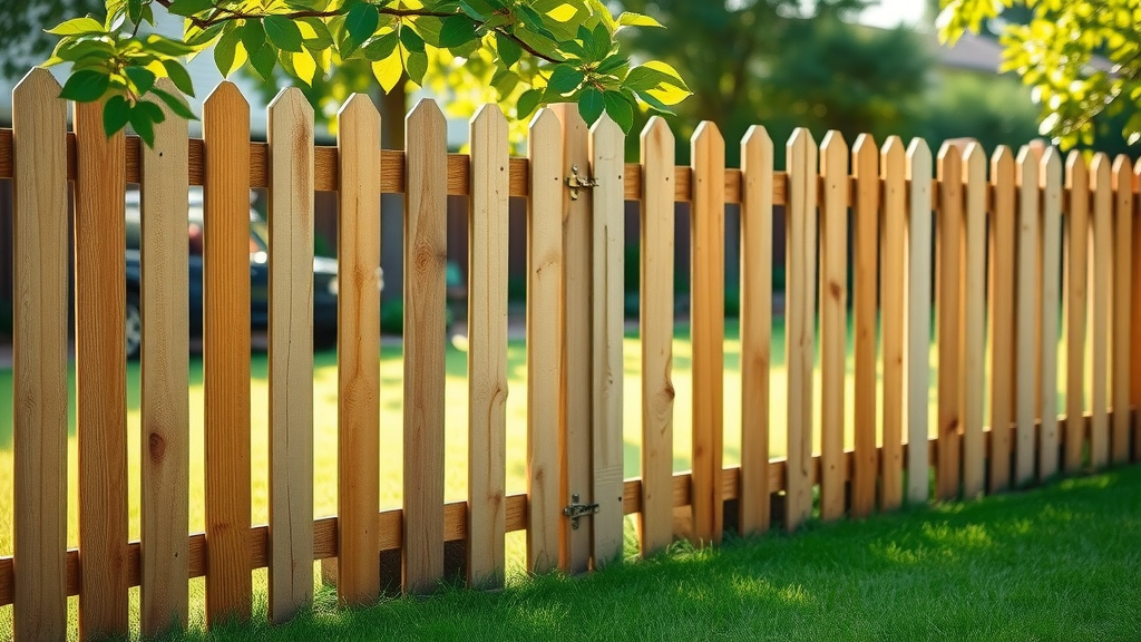well-maintained backyard wooden fence clean for how to clean a fence before staining, lush lawn, and soft morning light