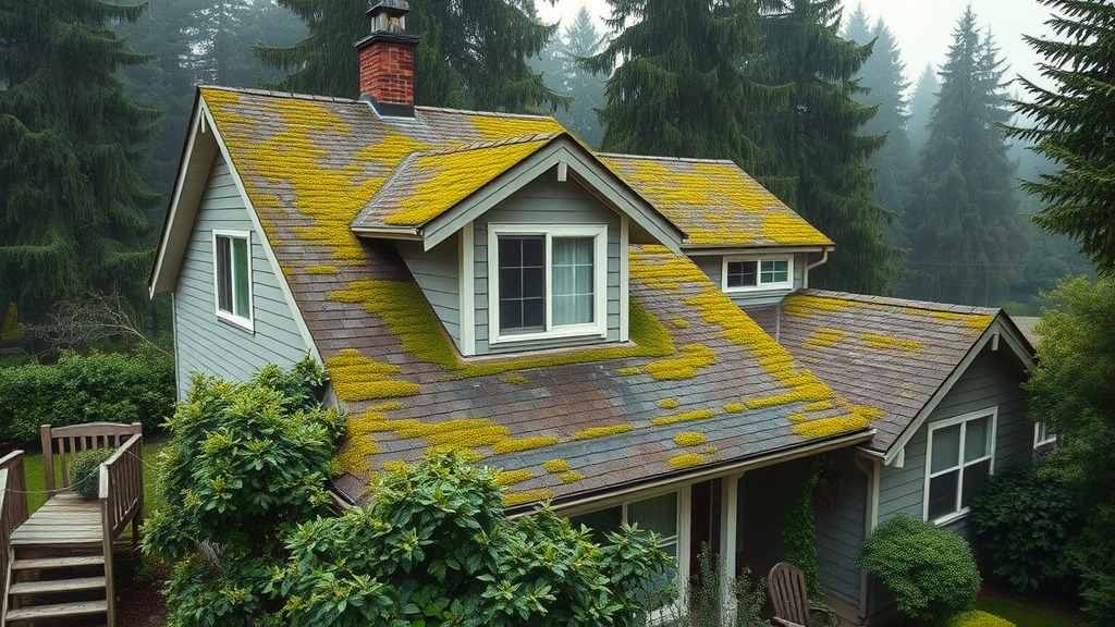 picturesque Eugene house with moss on the roof, illustrating the need for routine pressure washing in Oregon