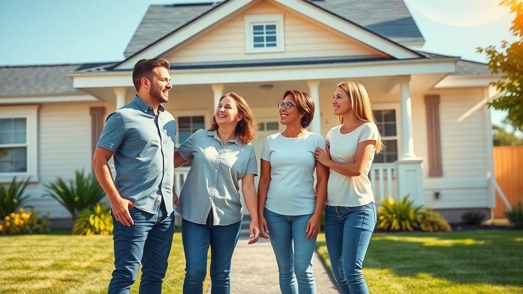 happy family admires their clean home and roof in bright sunlight, should you clean your roof
