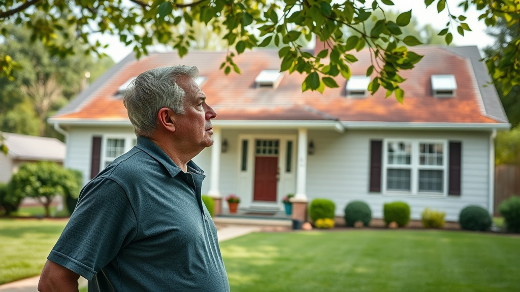 Homeowner examining roof for cleaning needs - is it worth having your roof cleaned