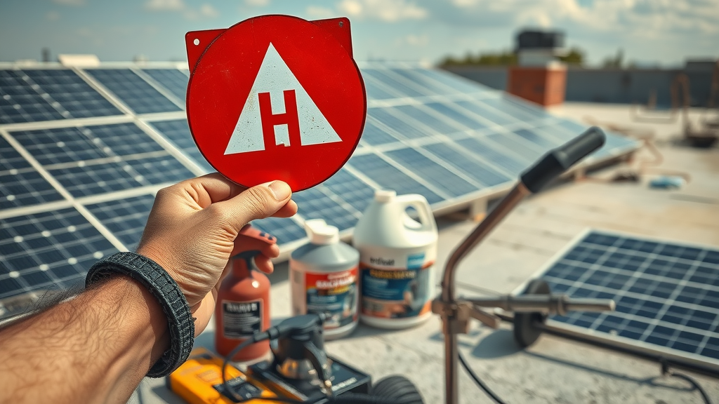 Warning: Avoid harsh chemicals and pressure washers near rooftop solar panels to prevent cleaning damage
