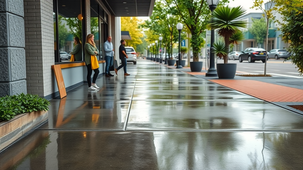 Spotless concrete walkway at Eugene Oregon business after professional cleaning