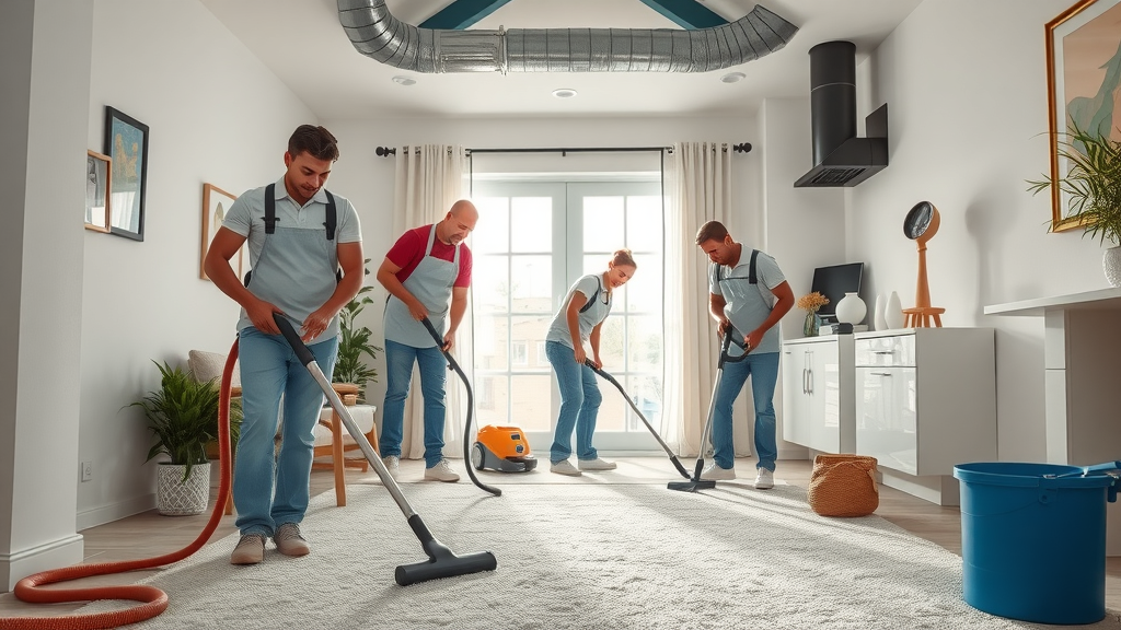 Cleaning team providing carpet, chimney, and air vent cleaning service in Eugene OR home