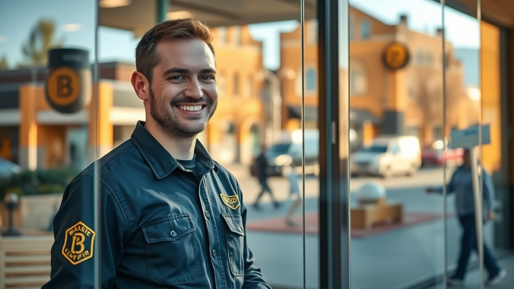 Streak-free storefront after commercial window cleaning Eugene OR service