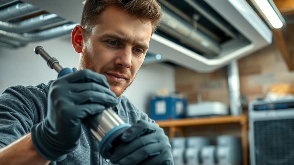 hvac technician cleaning air conditioner and ducts, Eugene OR, professional air conditioner cleaning service near me in eugene or