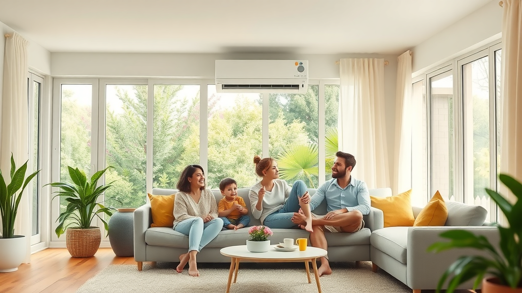family enjoying fresh air near an energy-efficient air conditioner, residential Eugene OR, air conditioner cleaning service near me in eugene or