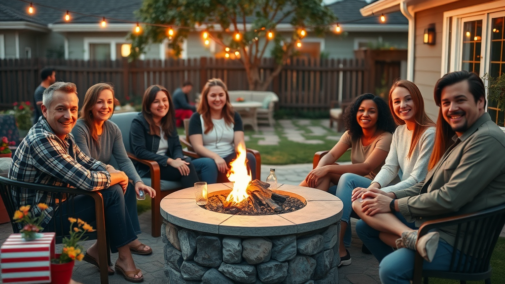 outdoor living upgrades eugene or, modern patio fire pit, diverse friends, water features, beautifully landscaped backyard