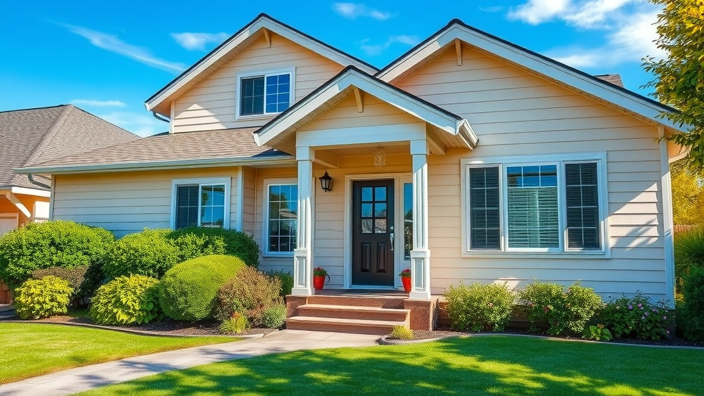 gleaming suburban Eugene Oregon home after pressure washing service near me in Eugene Oregon, showcasing exterior transformation, bright landscaping, and sparkling water droplets