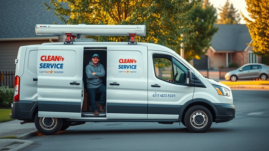 Dryer vent cleaning service van Eugene Oregon technician arrival
