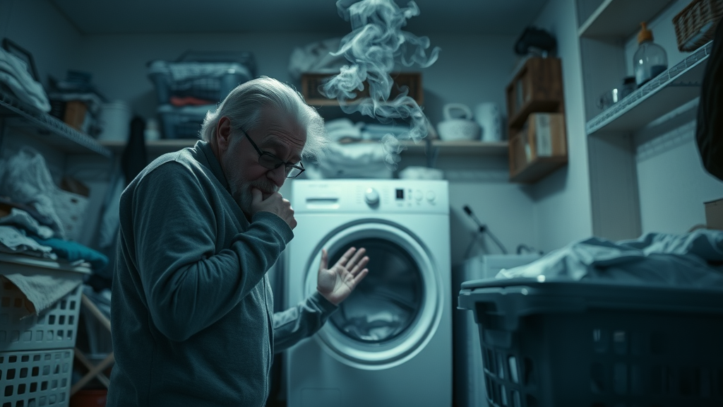 Worried Springfield homeowner noticing smoking dryer due to blocked dryer vent
