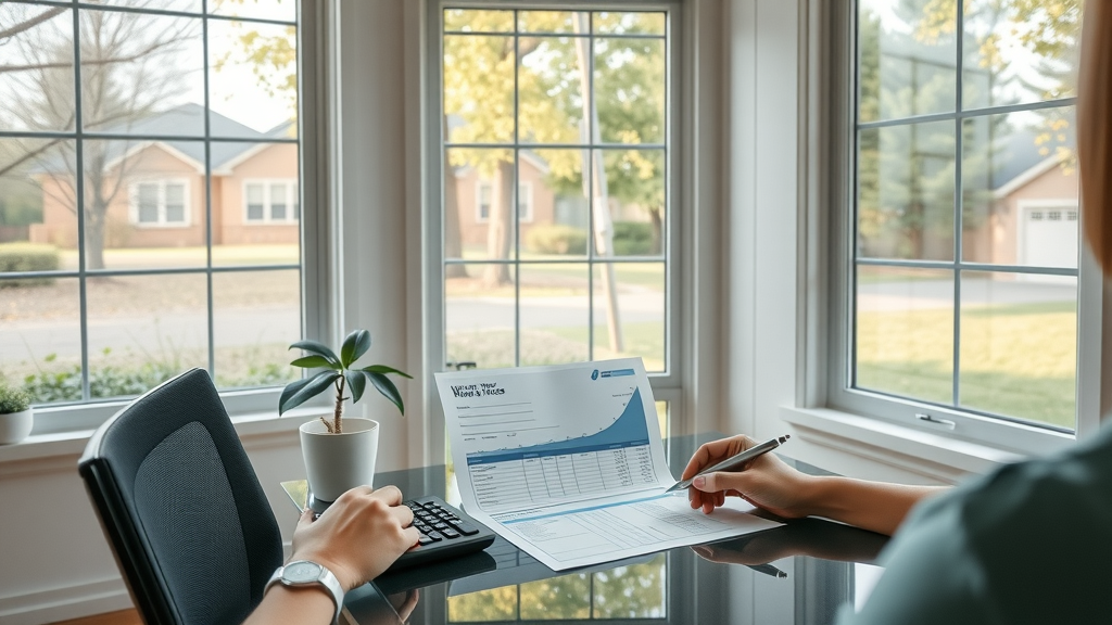 Clean Springfield, OR home office with large windows, paperwork showing residential window washing pricing, sunlight, window cleaning in Springfield
