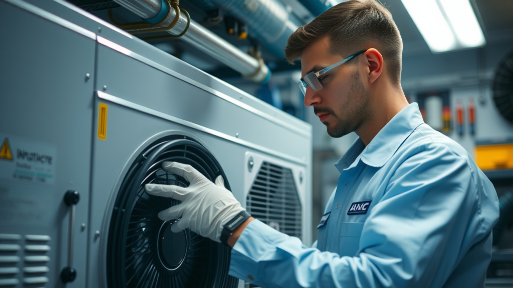hvac company technician performing airconditioner cleaning service in Springfield Oregon by cleaning AC coils