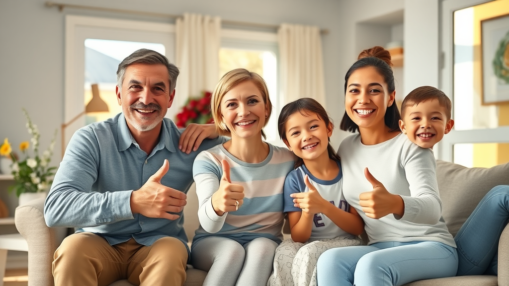 Springfield family celebrating their air conditioner cleaning service and improved indoor air quality