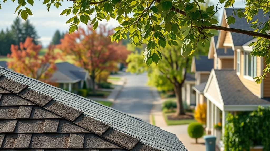 roof cleaning in coburg, oregon, pristine roof with vibrant Coburg Oregon neighborhood, happy homeowners on porch