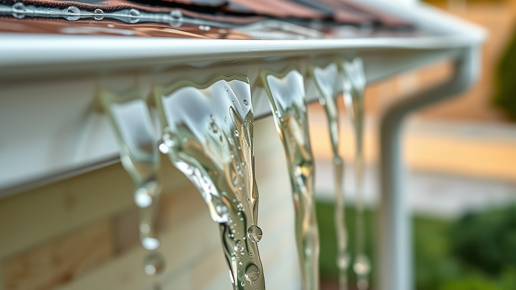 gutter cleaning in Coburg Oregon - Clean gutter with flowing water, Coburg home
