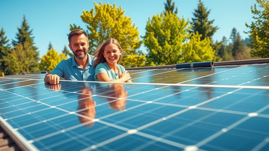 Clean solar panel cleaning in Springfield Oregon residential rooftop with satisfied homeowners, lush greenery, and reflective panels
