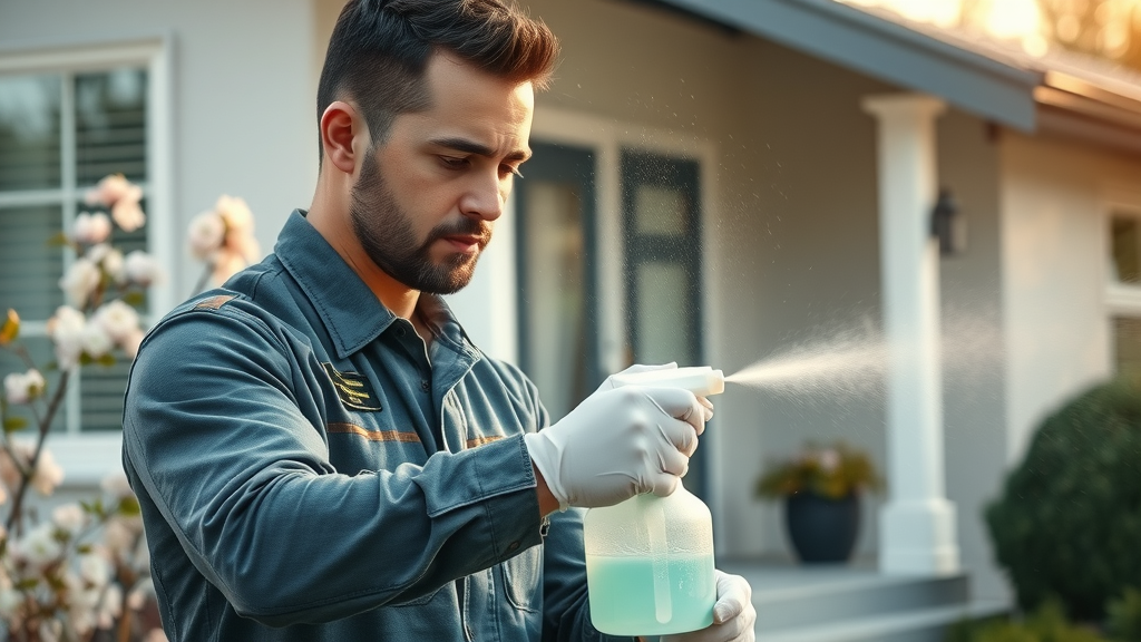 soft washing services in springfield, or professional technician preparing eco-friendly cleaning solution, modern home, detailed spring backdrop