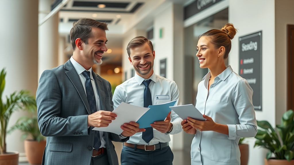 professional cleaners discussing service with manager commercial cleaning service Springfield OR
