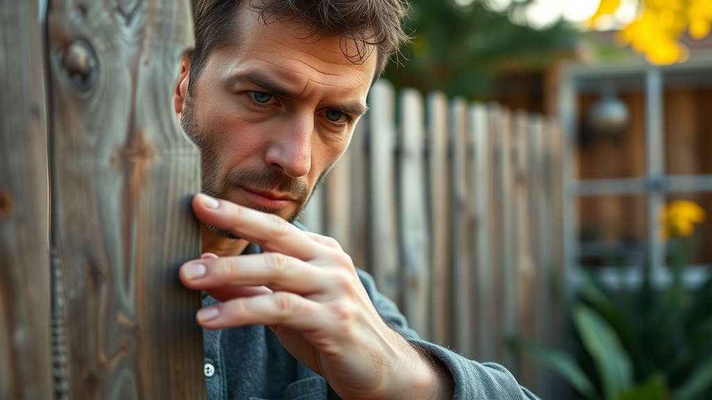 professional inspecting a fence for cleaning in Coburg, Oregon, checking wood texture, photorealistic
